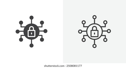 Cyber security icon in solid and outlined style