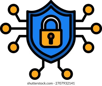 Signo de arte de símbolo de icono de seguridad cibernética
