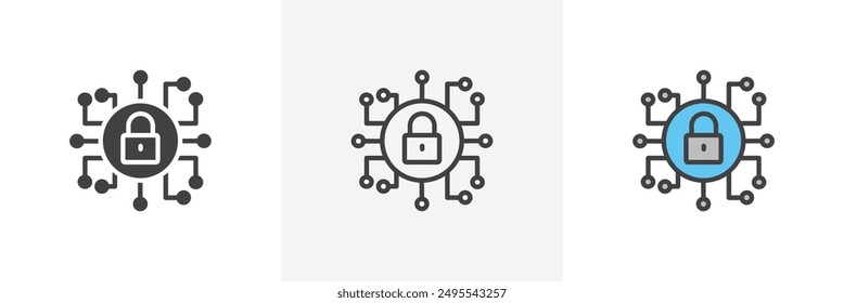 Icono de seguridad cibernética colección sobre fondo blanco.