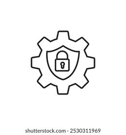 Icono de seguridad cibernética Arte de línea delgada aislado