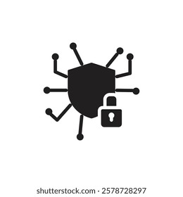 Cyber security icon Thin line art collection