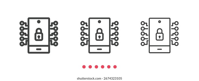 Icono de seguridad cibernética. Vector de icono de línea delgada.