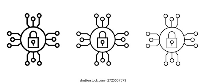 Cybersicherheit Symbol dünne Linie Symbol auf weißem Hintergrund, bearbeitbare Strich Vektorgrafik