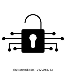 Cyber security icon in trendy silhouette style design. Vector illustration isolated on white background.