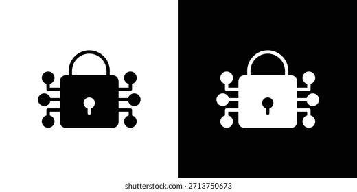 Icono de seguridad cibernética. Ilustración vectorial. Silueta en color negro