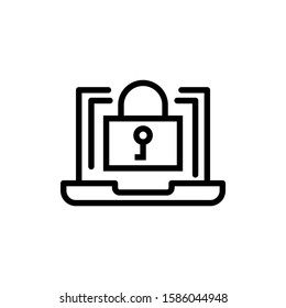 cyber security icon vector in outline style on white background