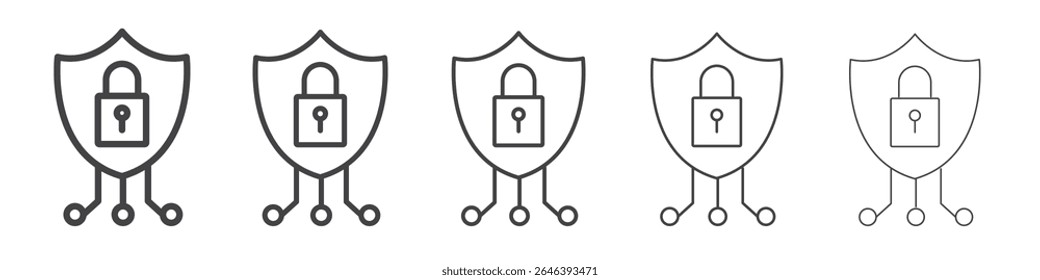Icono de seguridad cibernética Vector esquema conjunto ilustración signo