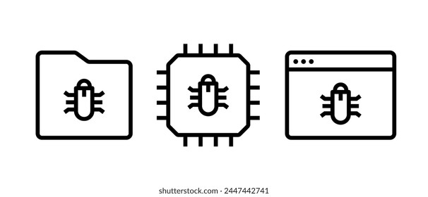 Cyber security icon vector set. Computer virus detection