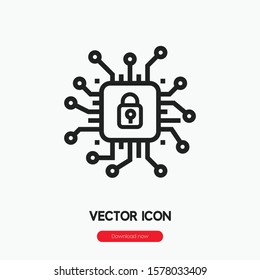 Cyber security icon vector. Cyber security symbol. Linear style sign for mobile concept and web design. Cyber security symbol illustration. Pixel vector graphics - Vector.