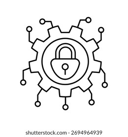 Icono de seguridad cibernética con fondo blanco Vector Ilustración de stock