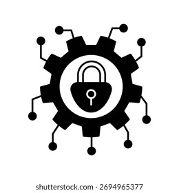 Icono de seguridad cibernética con fondo blanco Vector Ilustración de stock