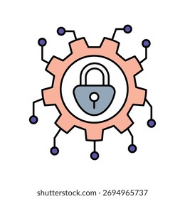 Icono de seguridad cibernética con fondo blanco Vector Ilustración de stock