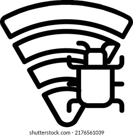 Cyber security icon wifi or network that has a bug or error symbolized by wifi signal and bug.