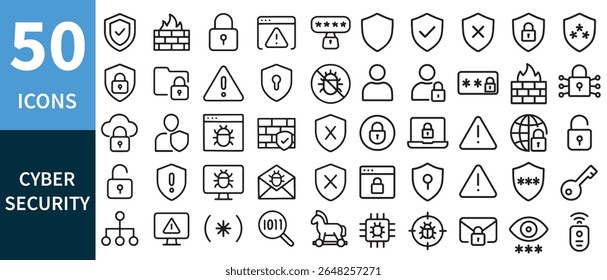 Bloqueo del escudo de colección de iconos de seguridad cibernética