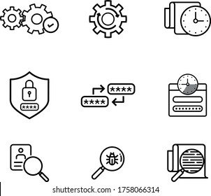 Cyber Security Icons Log Records، Gate Timing, Password Changing Cyber Safety 