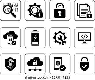 Iconos de seguridad cibernética | Vector de conjunto de iconos de Tecnología moderna.