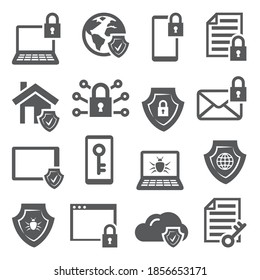 Iconos de ciberseguridad sobre fondo blanco