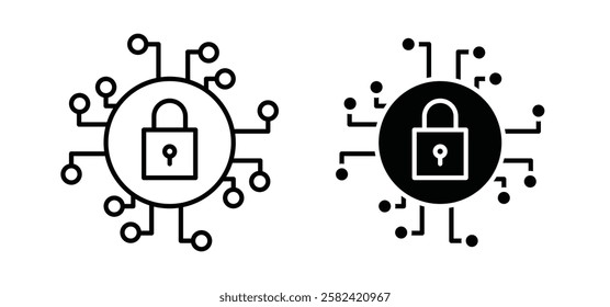 Cyber security icons pack vectors in black flat and strokes