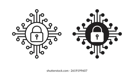 Cyber security icons set in black colors on white background
