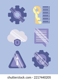 cyber security, icons set design