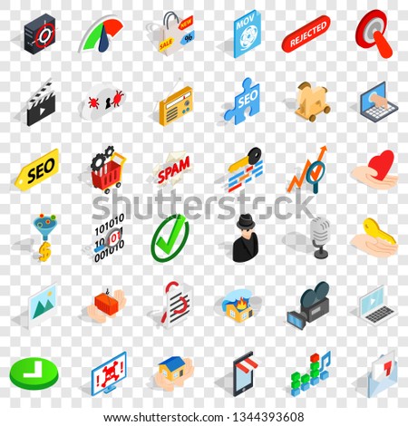 Cyber security icons set. Isometric style of 36 cyber security vector icons for web for any design
