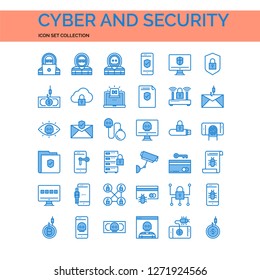 Cyber And Security Icons Set. UI Pixel Perfect Well-crafted Vector Thin Line Icons. The illustrations are a vector.