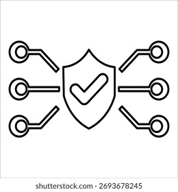 cyber security icons. simple line vector