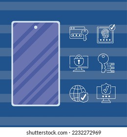cyber security icons and smartphone icons