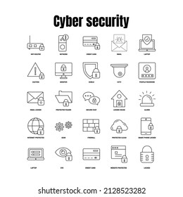 Cyber security icons, such as secure payment, digital key, verification and more. Change to any size and any color.