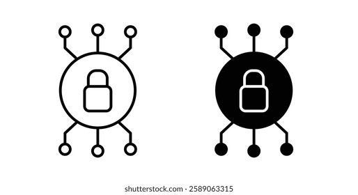 Cyber security icons thin line illustrations designs