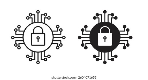 Cyber security icons. thin line vector icons