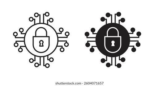 Cyber security icons. thin line vector icons