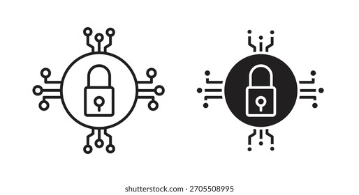 Iconos de seguridad cibernética para usar Diseño web, logotipo. Ilustración de símbolos.