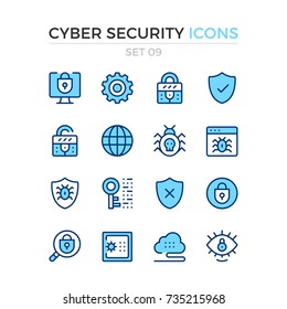 Cyber security icons. Vector line icons set. Premium quality. Simple thin line design. Modern outline symbols, pictograms.