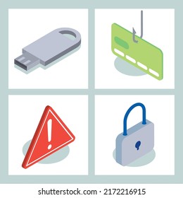 cyber security icons vector style