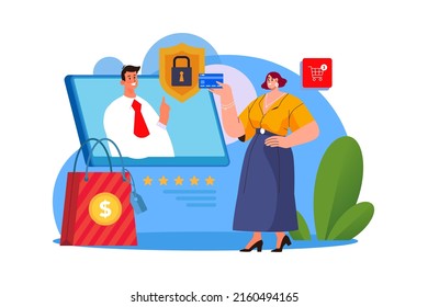 Concepto de Ilustración de Ciberseguridad. Ilustración plana aislada en fondo blanco
