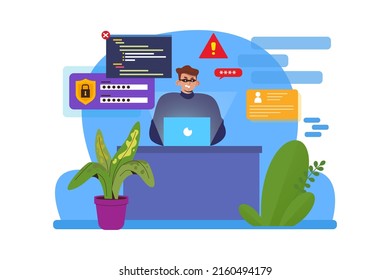 Cyber Security Illustration concept. Flat illustration isolated on white background