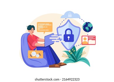 Cyber Security Illustration concept. Flat illustration isolated on white background
