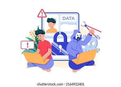 Cyber Security Illustration concept. Flat illustration isolated on white background