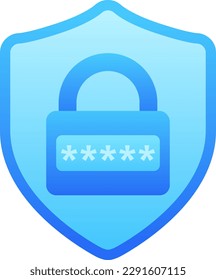 Cyber security illustration. Password security vector illustration for cyber security. Icon of padlock and shield for design about cyber and technology. Locked password for graphic resource