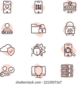 Cyber security, illustration, vector on white background.