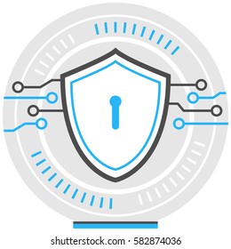 Cyber Security - Infographic Icon Elements from Logistics Technology Set. Flat Thin Line Icon Pictogram for Website and Mobile Application Graphics.