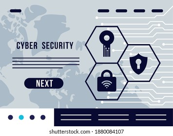 cyber security infographic with safe set icons vector illustration design