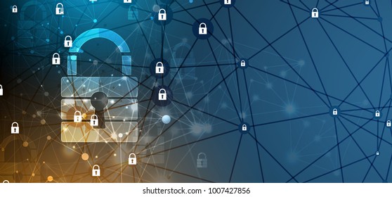 Cyber security and information or network protection. Future technology web services for business and internet project