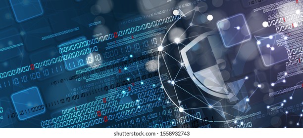Cyber security and information or network protection. Future cyber technology web services for business and internet project