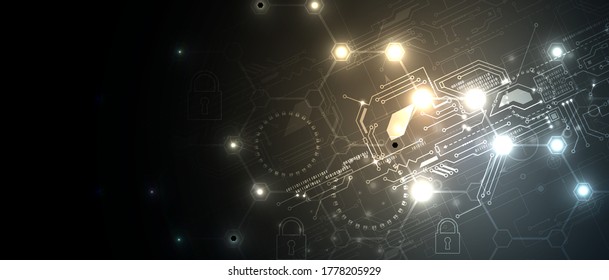 Cyber security and information or network protection. Future cyber technology web services for business and internet project