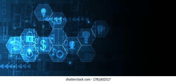 Cyber security and information or network protection. Future cyber technology web services for business and internet project