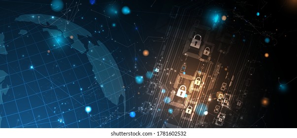 Cyber security and information or network protection. Future cyber technology web services for business and internet project