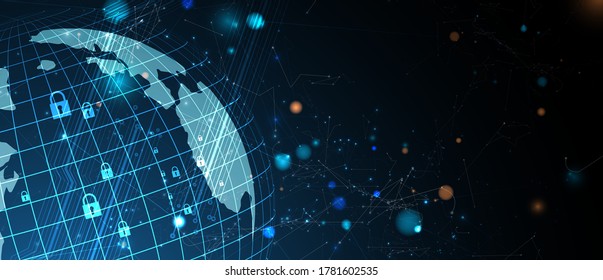 Cyber security and information or network protection. Future cyber technology web services for business and internet project