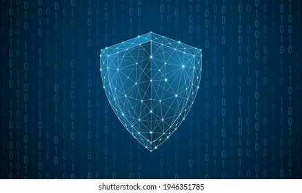 Cyber security and information or network protection. Future technology web services for business and internet project in pattern low poly wireframe. Vector polygonal image in points, lines